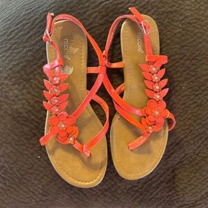 Nicole Orange flat sandals women's 10W